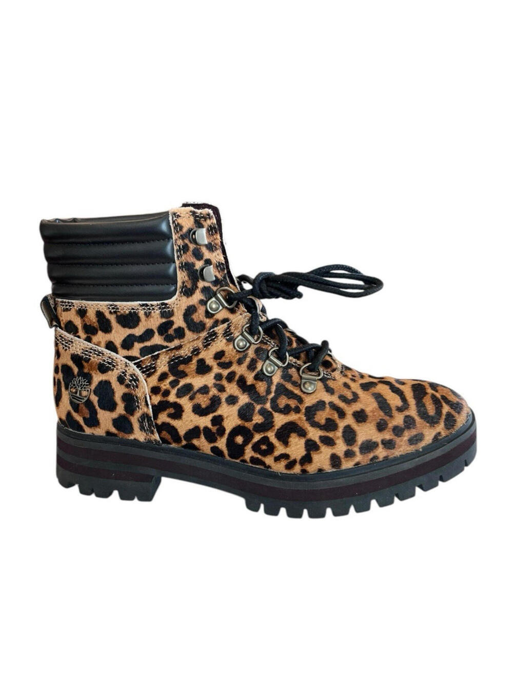 Timberland Boot London Square Mid Hiker Womens Sz 7 Leopard Cheetah Brown